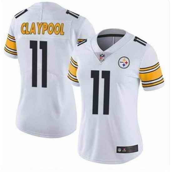 Women Pittsburgh Steelers #11 Chase Claypool White Vapor Untouchaable Limited Stitched Jersey->women nfl jersey->Women Jersey