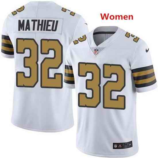 Women New Orleans Saints #32 Tyrann Mathieu White Color Rush Limited Stitched Jerse->women nfl jersey->Women Jersey