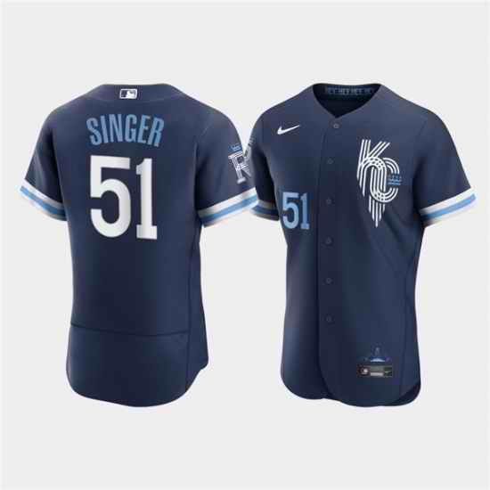 Men Kansas City Royals #51 Brady Singer 2022 Navy City Connect Flex Base Stitched MLB jersey->kansas city royals->MLB Jersey