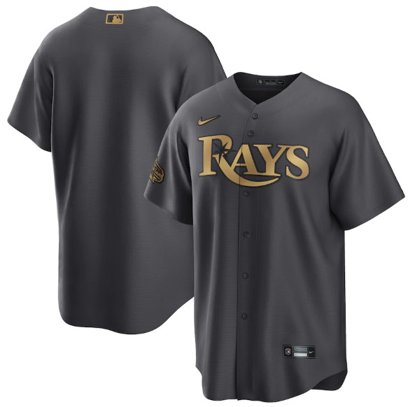 Men's Tampa Bay Rays Blank Charcoal 2022 All-Star Cool Base Stitched Baseball Jersey->texas rangers->MLB Jersey