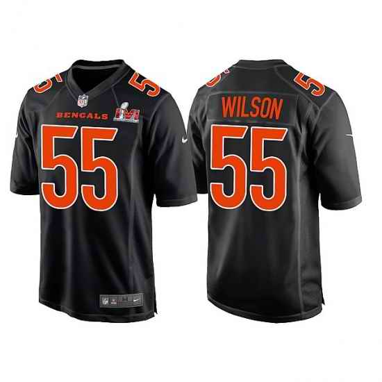 Men Cincinnati Bengals #55 Logan Wilson 2022 Black Super Bowl LVI Game Stitched Jersey->cincinnati bengals->NFL Jersey