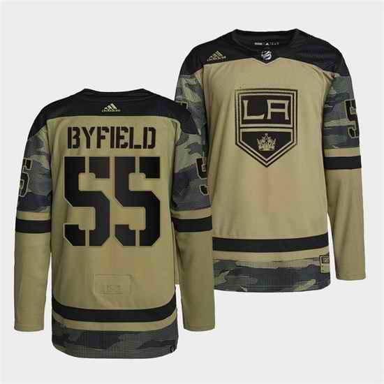 Men Los Angeles Kings #55 Quinton Byfield 2022 Camo Military Appreciation Night Stitched jersey->minnesota wild->NHL Jersey