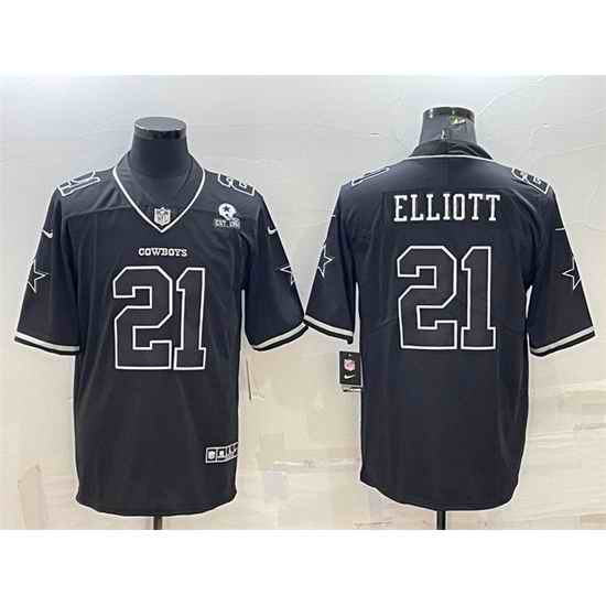 Men Dallas Cowboys #21 Ezekiel Elliott Black With 1960 Patch Limited Stitched Football Jersey->dallas cowboys->NFL Jersey