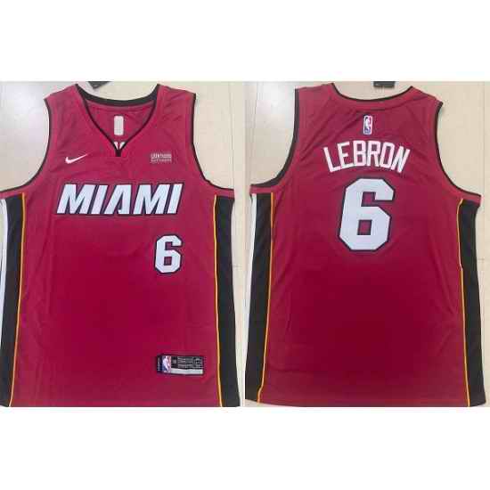 Men Miami Heat #6 LeBron James Red Stitched Basketball Jersey->minnesota timberwolves->NBA Jersey
