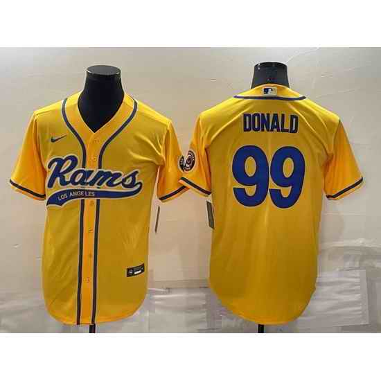 Men Los Angeles Rams #99 Aaron Donald Yellow Cool Base Stitched Baseball Jersey->miami dolphins->NFL Jersey
