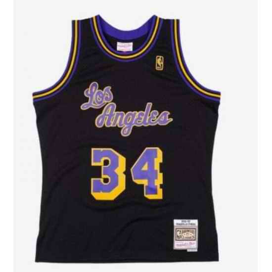 Men Los Angeles Lakers #34 Shaq O Neal Mitchell Ness Jersey->youth nba jersey->Youth Jersey