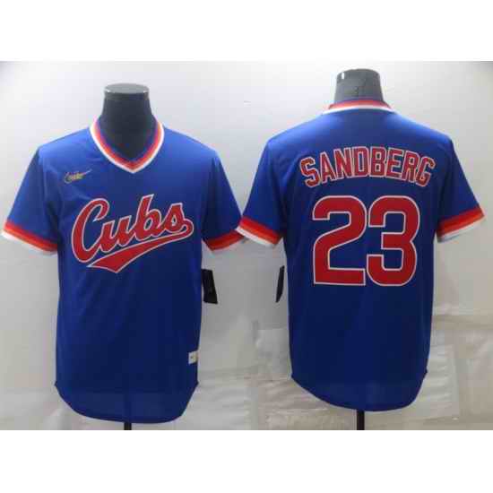 Men's Chicago Cubs #23 Ryne Sandberg Blue Cooperstown Collection Stitched Throwback Jersey->cincinnati reds->MLB Jersey