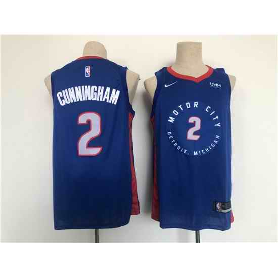 Men Detroit Pistons #2 Cade Cunningham Navy Stitched Basketball Jersey->dallas mavericks->NBA Jersey