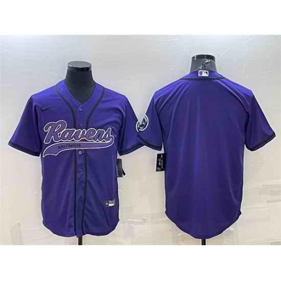 Men Baltimore Ravens Blank Purple With Patch Cool Base Stitched Baseball Jersey->baltimore ravens->NFL Jersey
