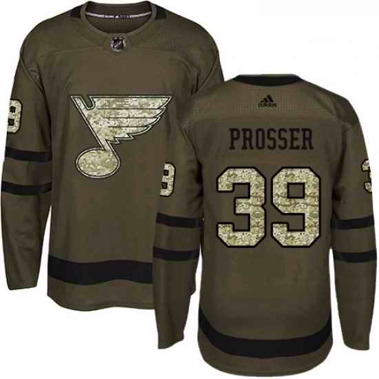 Youth Adidas St Louis Blues #39 Nate Prosser Premier Green Salute to Service NHL Jersey->youth nhl jersey->Youth Jersey