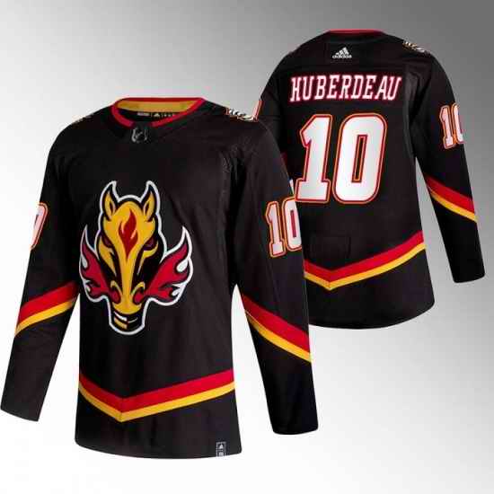 Men Calgary Flames #10 Jonathan Huberdeau 2020 21 Black Reverse Retro Stitched Jersey->arizona coyotes->NHL Jersey