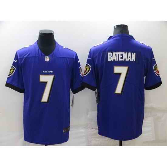 Men Baltimore Ravens #7 Rashod Bateman Purple Vapor Untouchable Limited Stitched jersey->baltimore ravens->NFL Jersey
