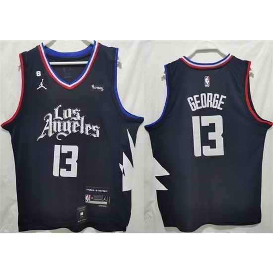 Men Los Angeles Clippers #13 Paul George Black Stitched Jersey->los angeles lakers->NBA Jersey