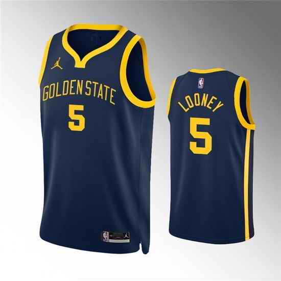 Men Golden State Warriors #5 Kevon Looney Navy Statement EditionStitched Jersey->golden state warriors->NBA Jersey