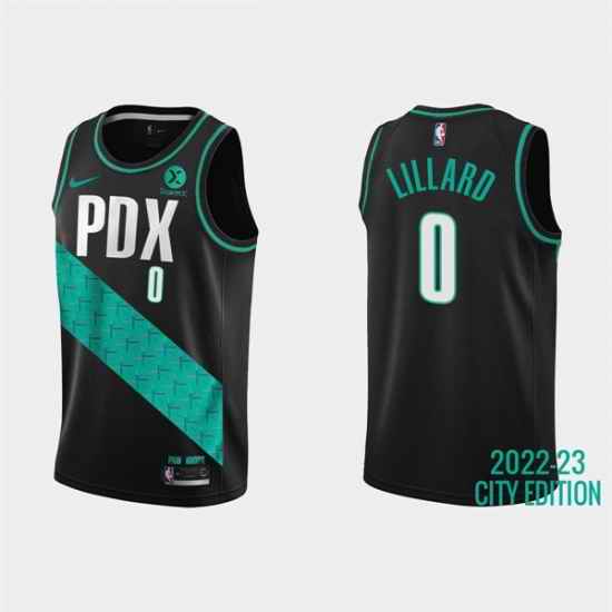 Men Portland Trail Portland Blazers #0 Damian Lillard 2022 23 Black City Edition Stitched Basketball Jersey->orlando magic->NBA Jersey