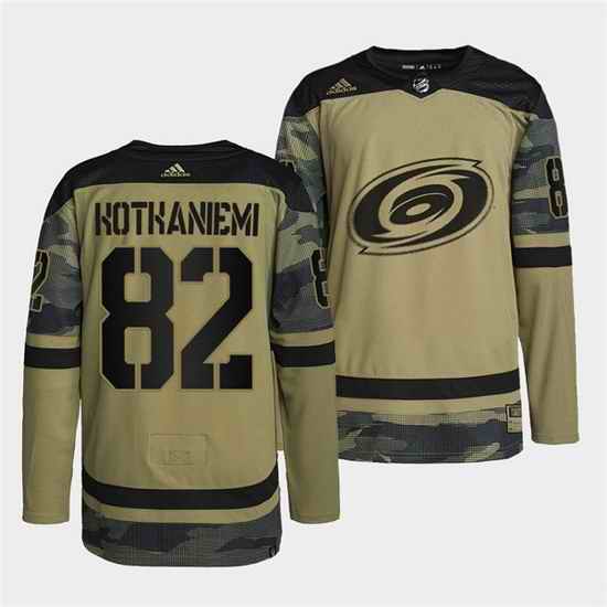 Men Carolina Hurricanes #82 Jesperi Kotkaniemi 2022 Camo Military Appreciation Night Stitched jersey->chicago blackhawks->NHL Jersey
