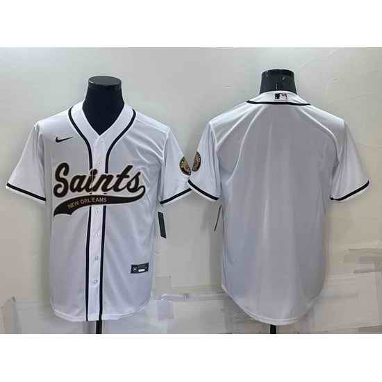 Men New Orleans Saints Blank White Cool Base Stitched Baseball Jersey->new orleans saints->NFL Jersey