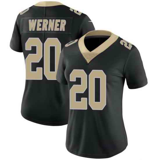 Women New Orleans Saints Pete Werner #20 Black Vapor Limited Stitched NFL Jersey->women nfl jersey->Women Jersey