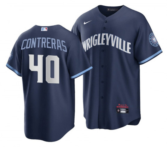 Men's Chicago Cubs #40 Willson Contreras Navy City Connect Stitched Jersey->chicago white sox->MLB Jersey