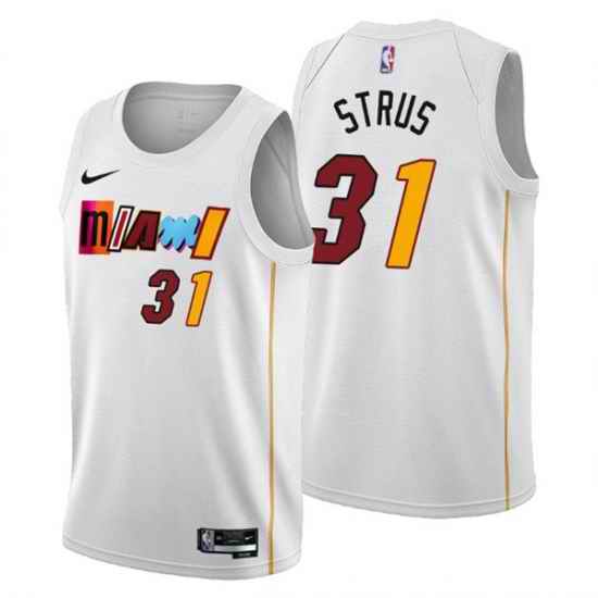 Men's Miami Heat #31 Max Strus 2022-23 White City Edition Stitched Jersey->miami heat->NBA Jersey