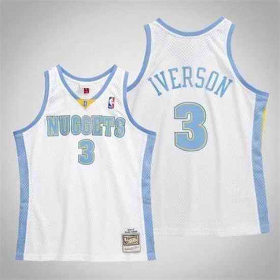 Men Denver Nuggets  #3 Allen Iverson Hard Classic Mitchell Ness Jersey->atlanta hawks->NBA Jersey