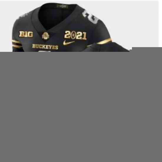 Youth Ohio State Buckeyes Chris Olave Black 2021 National Championship Golden Edition Jersey->->
