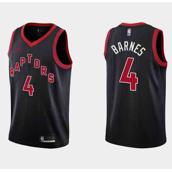 Men Toronto Raptors #4 Scottie Barnes Black Statement Edition Stitched Basketball Jersey->toronto raptors->NBA Jersey
