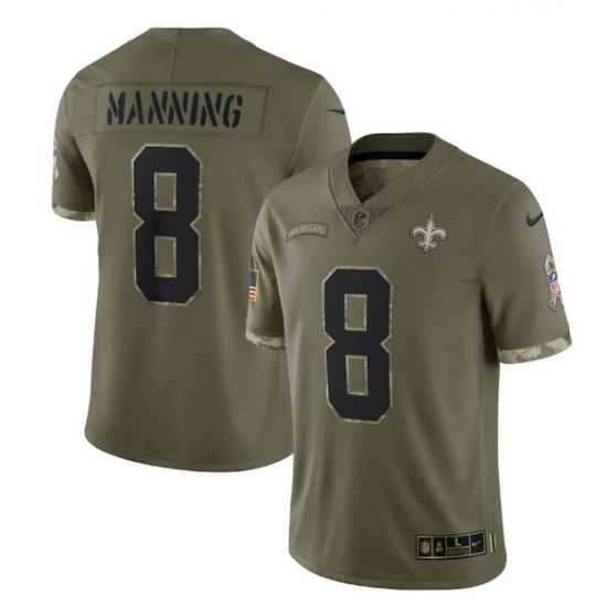 Men New Orleans Saints #8 Archie Manning Olive 2022 Salute To Service Limited Stitched Jersey->las vegas raiders->NFL Jersey