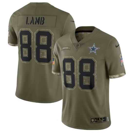 Men Dallas Cowboys #88 CeeDee Lamb Olive 2022 Salute To Service Limited Stitched Jersey->dallas cowboys->NFL Jersey