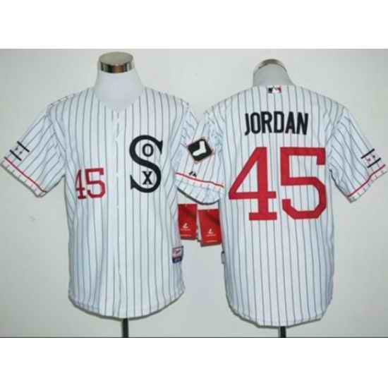 Men Chicago White Sox #45 Michael Jordan White Stips Jersey->chicago cubs->MLB Jersey