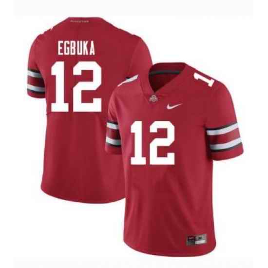 Men Nike #12 Egbuka Ohio State Buckeyes Scarlet NCAA Football Jersey->pitt panthers->NCAA Jersey
