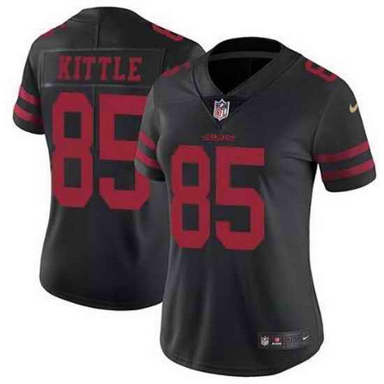 Women Nike San Francisco 49ers #85 George Kittle Black Vapor Untouchable Limited NFL Jersey->women nfl jersey->Women Jersey