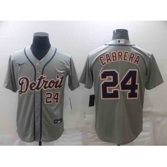 Men's Detroit Tigers #24 Miguel Cabrera Grey Stitched Cool Base Nike Jersey->cincinnati reds->MLB Jersey