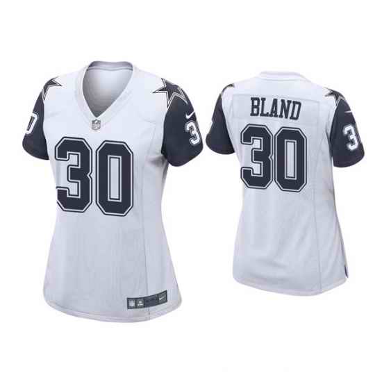 Women Dallas Cowboys #30 DaRon Bland White Navy Stitched Game Jersey->women nfl jersey->Women Jersey