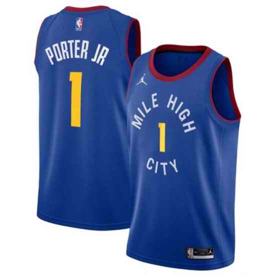 Men Denver Nuggets Jordan Statement #1 Michael Porter Jr Blue Swingman Jersey->youth nba jersey->Youth Jersey