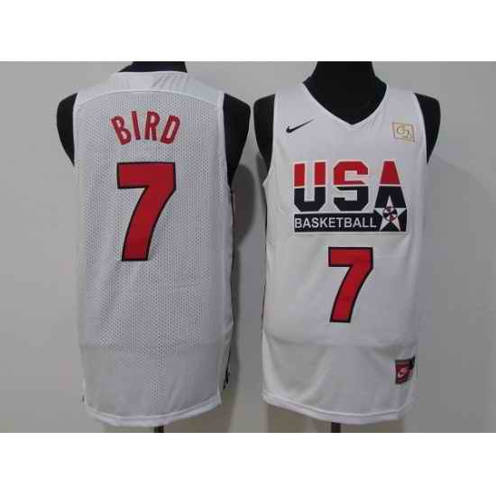 Youth  USA Basketball #7 Larry Bird White Stitched Jersey->brooklyn nets->NBA Jersey