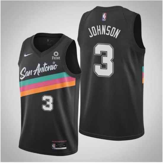 Men San Antonio Spurs #3 Keldon Johnson Black 2021 Nike City Edition Swingman Stitched NBA Jersey With The NEW Sponsor Logo->phoenix suns->NBA Jersey