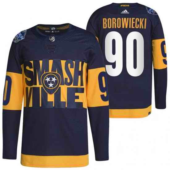 Men Nashville Predators #90 Mark Borowiecki 2022 Navy Stadium Series Breakaway Player Stitched Jersey->nashville predators->NHL Jersey