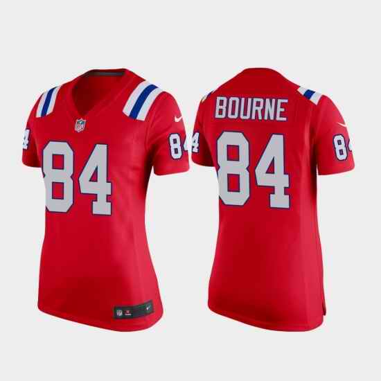 Women New England Patriots Kendrick Bourne #84 Red Vapor Limited Jersey->women nfl jersey->Women Jersey