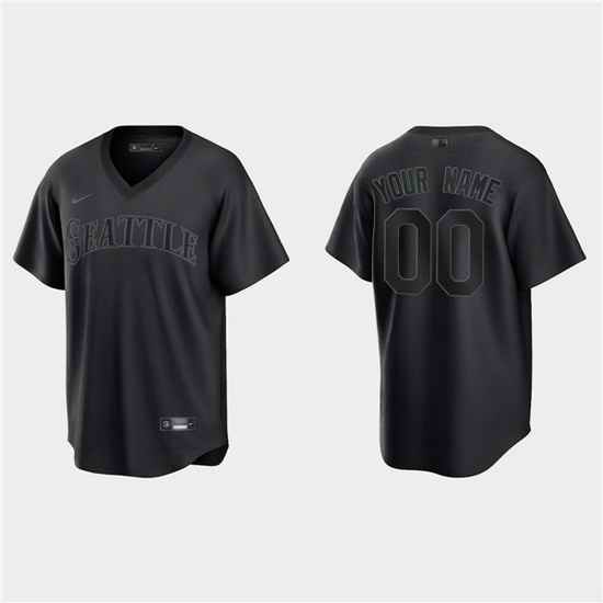 Men Seattle Mariners Active Player Custom Black Pitch Black Fashion Replica Stitched Jersey->houston astros->MLB Jersey