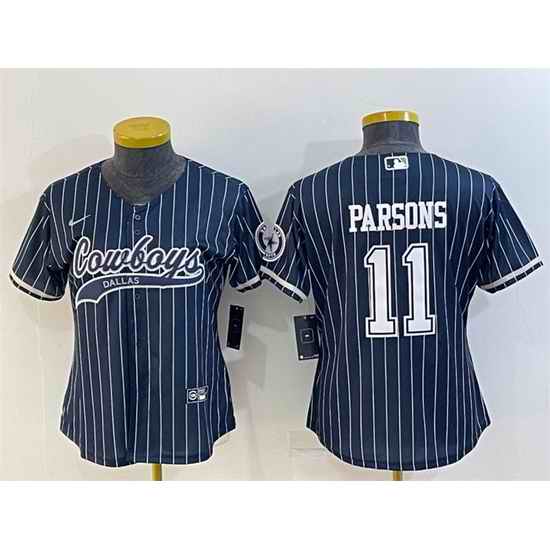 Women Dallas Cowboys #11 Micah Parsons Navy With Patch Cool Base Stitched Baseball JerseyS->women nfl jersey->Women Jersey