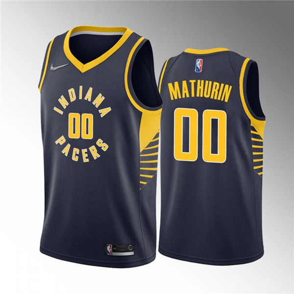 Men's Indiana Pacers #00 Bennedict Mathurin Navy Icon Edition 75th Anniversary Stitched Basketball Jersey->indiana pacers->NBA Jersey