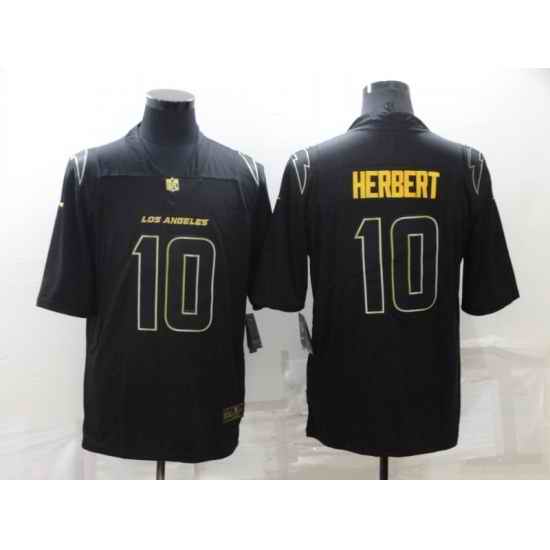 Men's Los Angeles Chargers #10 Justin Herbert Black Gold Throwback Limited Jersey->los angeles chargers->NFL Jersey