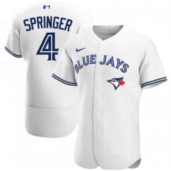 Men Toronto Blue Jays #4 George Springer 2020 White Flex Base Stitched Jerse->texas rangers->MLB Jersey
