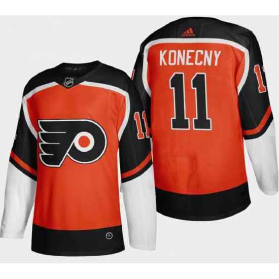Men Philadelphia Flyers #11 Travis Konecny 2021 Orange Reverse Retro Stitched Jersey->ottawa senators->NHL Jersey