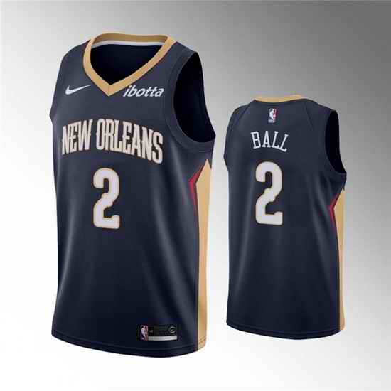 Men New Orleans Pelicans #2 Lonzo Ball Navy Icon Edition Stitched Jersey->minnesota timberwolves->NBA Jersey