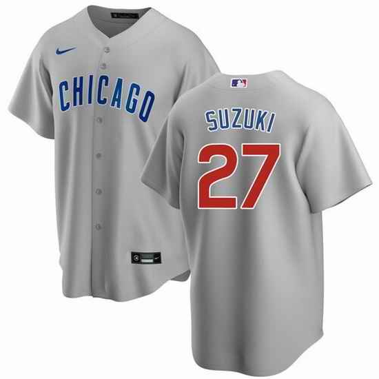 Men Chicago Cubs #27 Seiya Suzuki Grey Cool Base Stitched Baseball jersey->chicago cubs->MLB Jersey