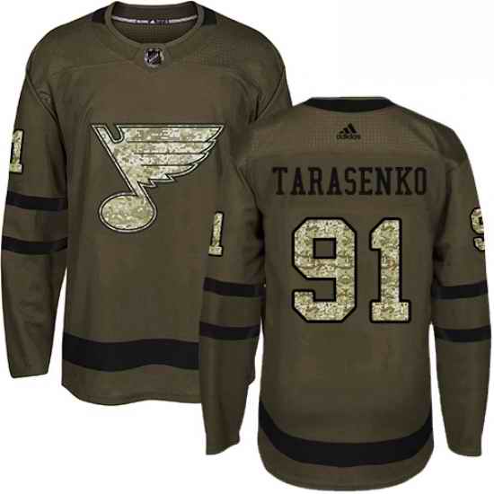 Youth Adidas St Louis Blues #91 Vladimir Tarasenko Premier Green Salute to Service NHL Jersey->youth nhl jersey->Youth Jersey
