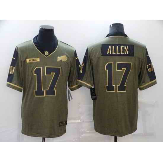 Men's Buffalo Bills #17 Josh Allen Nike Gold 2021 Salute To Service Limited Player Jersey->cincinnati bengals->NFL Jersey