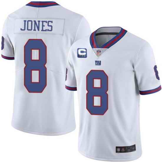Men New York Giants 2022 #8 Daniel Jones White With 3-star C Patch Stitched NFL Jersey->san francisco 49ers->NFL Jersey